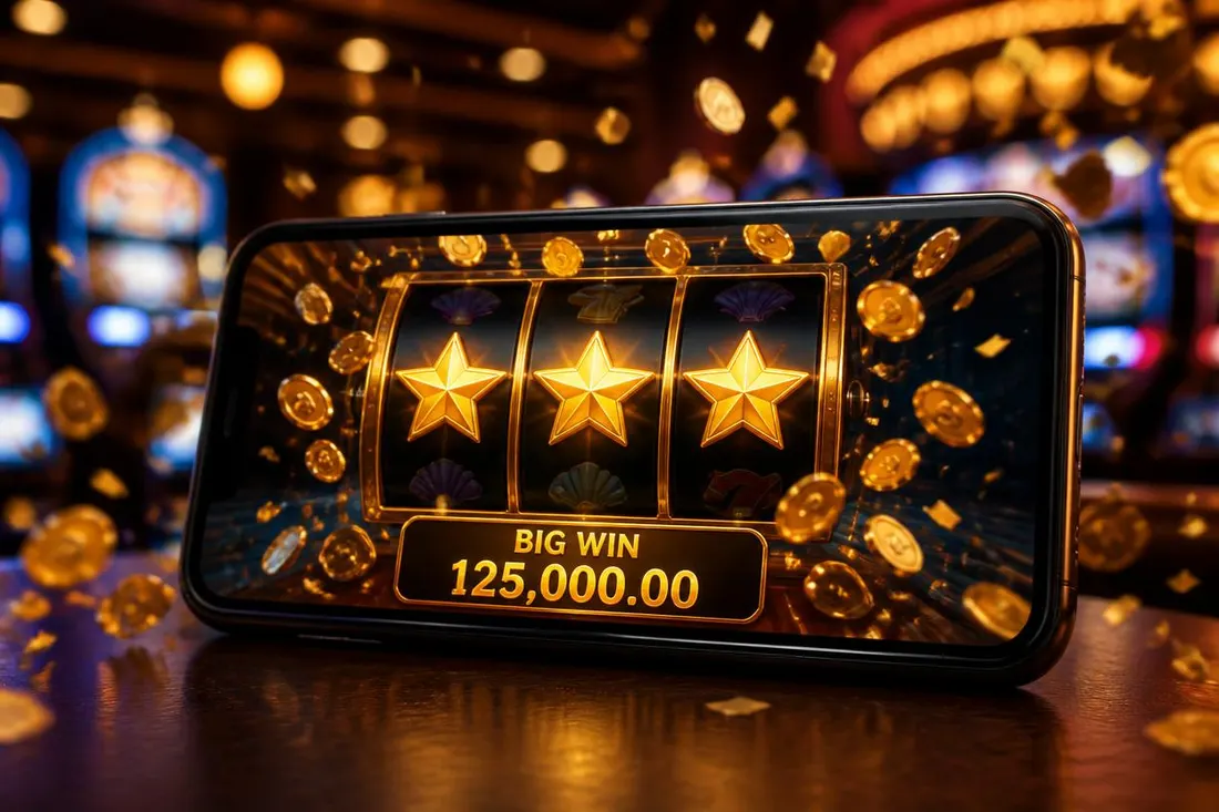 Online slot on a phone hitting a big win